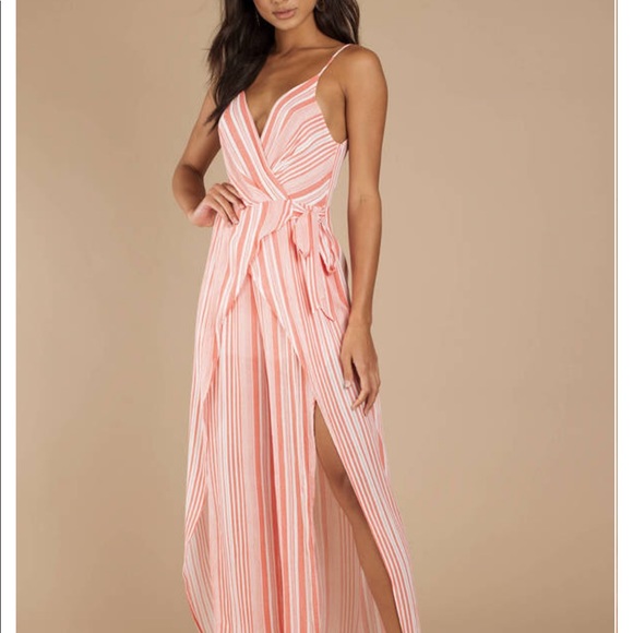 TOBI Annabel Coral Striped Jumpsuit - Picture 4 of 6